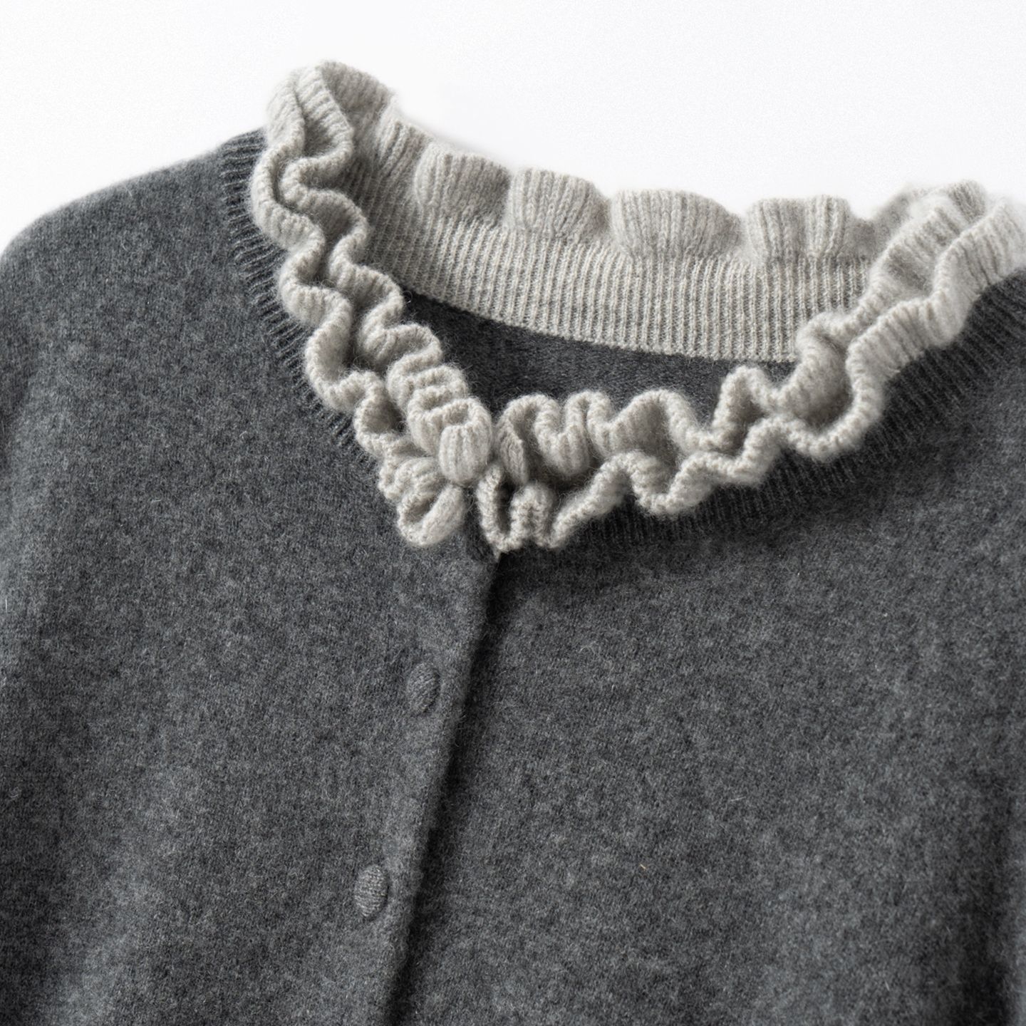 正品撤柜剪标羊毛衫木耳花边针织开衫秋冬新款长袖假两件毛衣外套