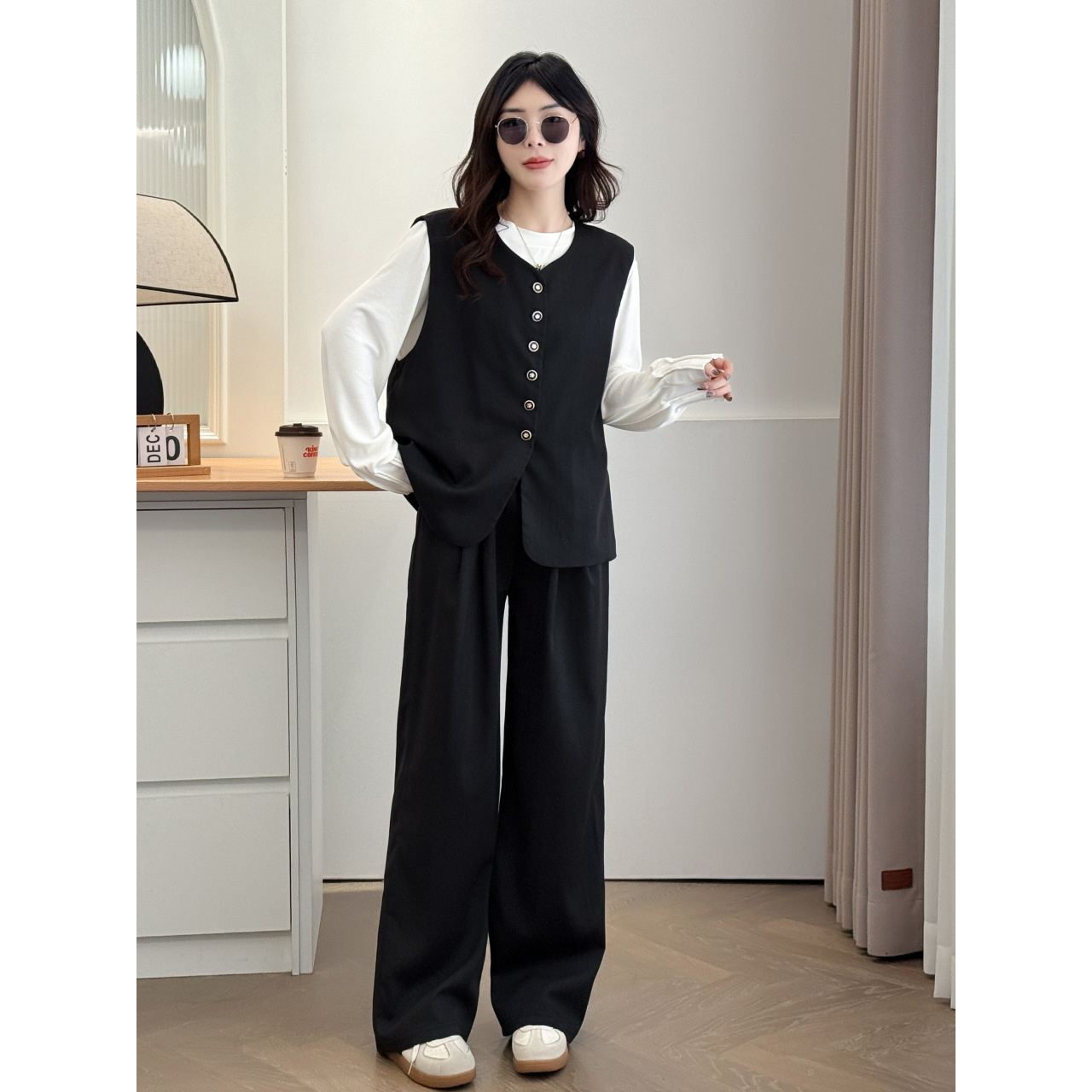 秋天初秋穿搭盐系炸街套装感小洋装又a又飒气质小个子西装休闲裤