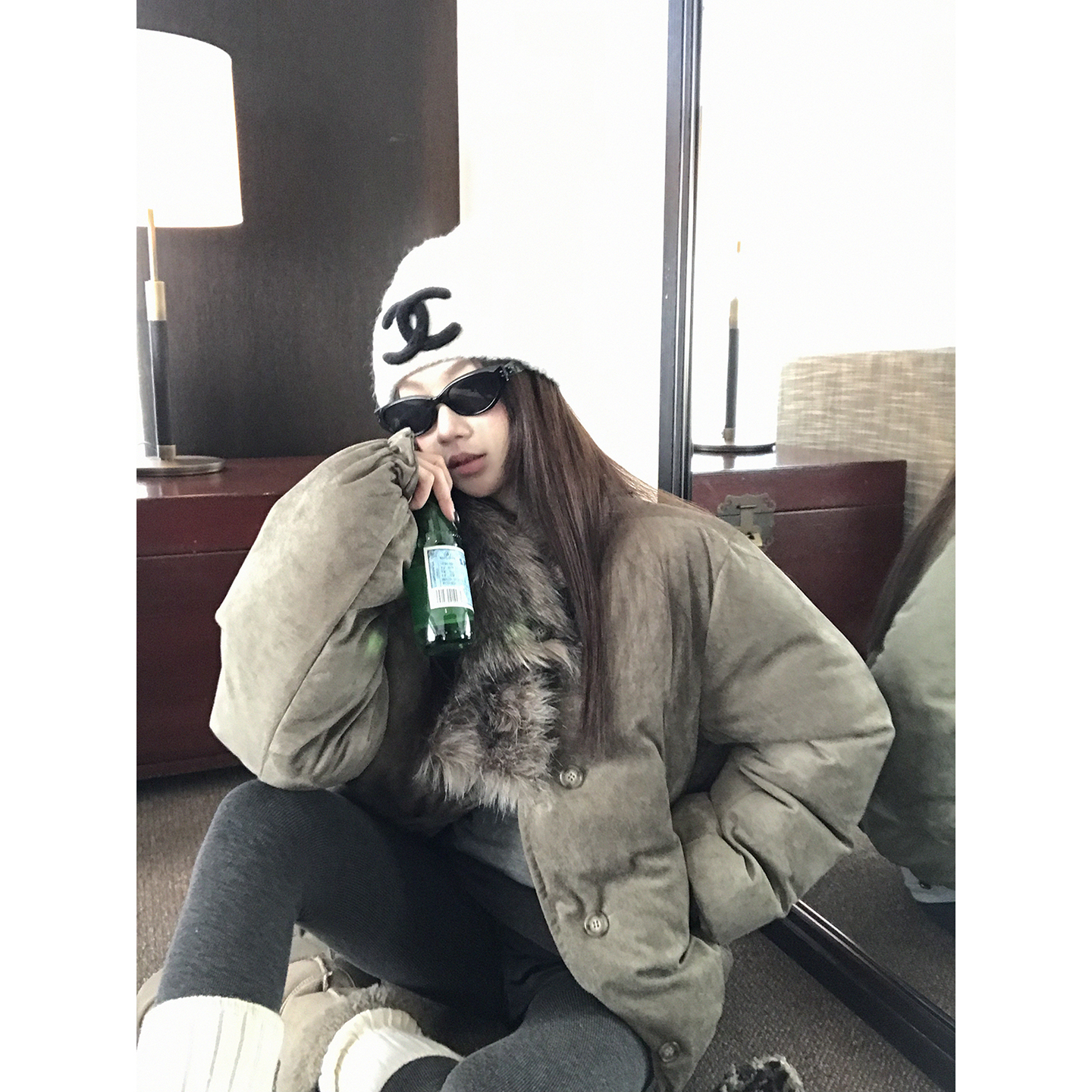 【落日晚霞】冬季法式复古宽松毛毛休闲百搭加厚保暖短外套254F4736