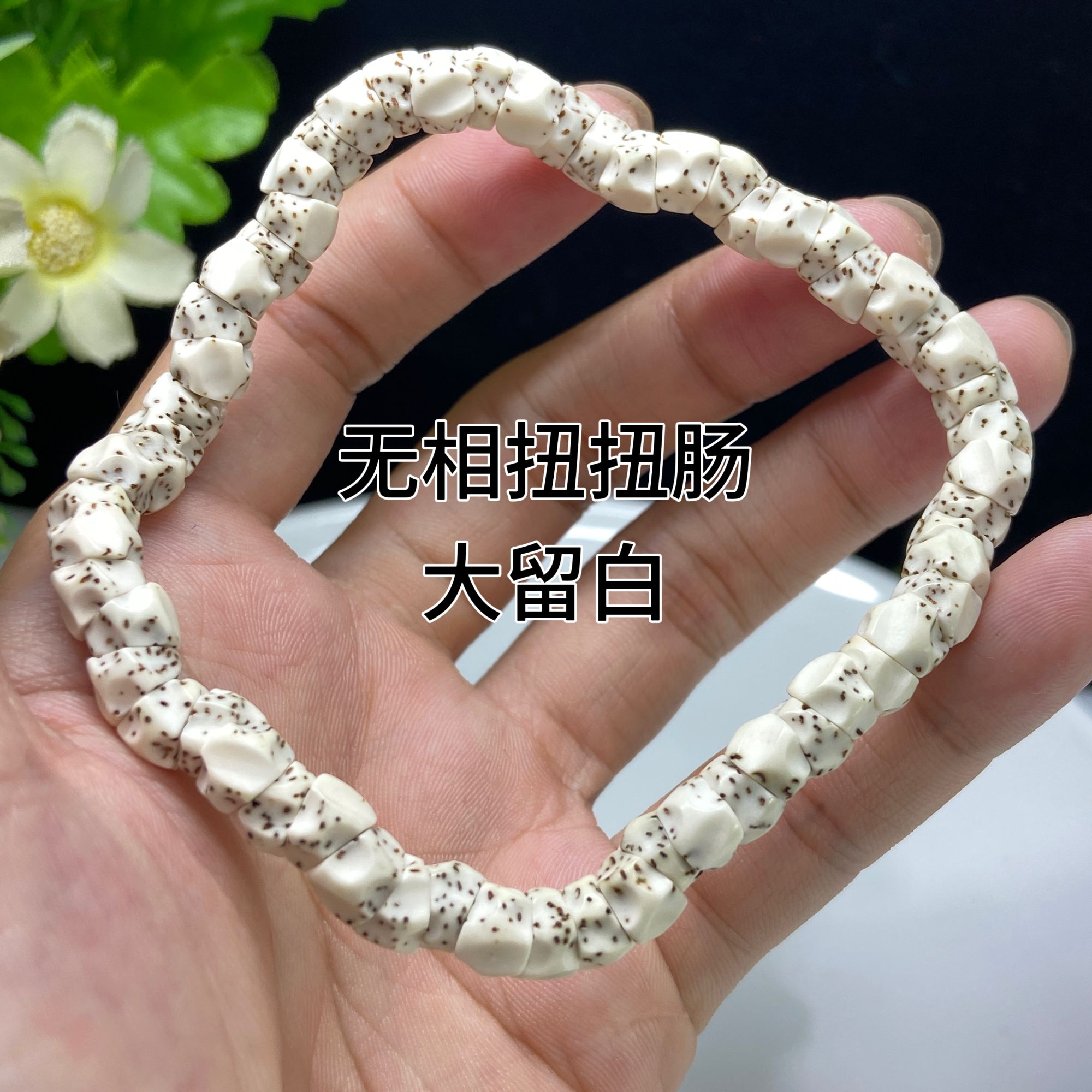 正宗海南星月菩提毛感料原生态顺白大肠无相雕刻星月菩提手串