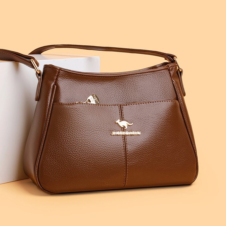 2025新款高级时尚百搭单肩大容量中年妈妈婆婆软皮女士斜挎包