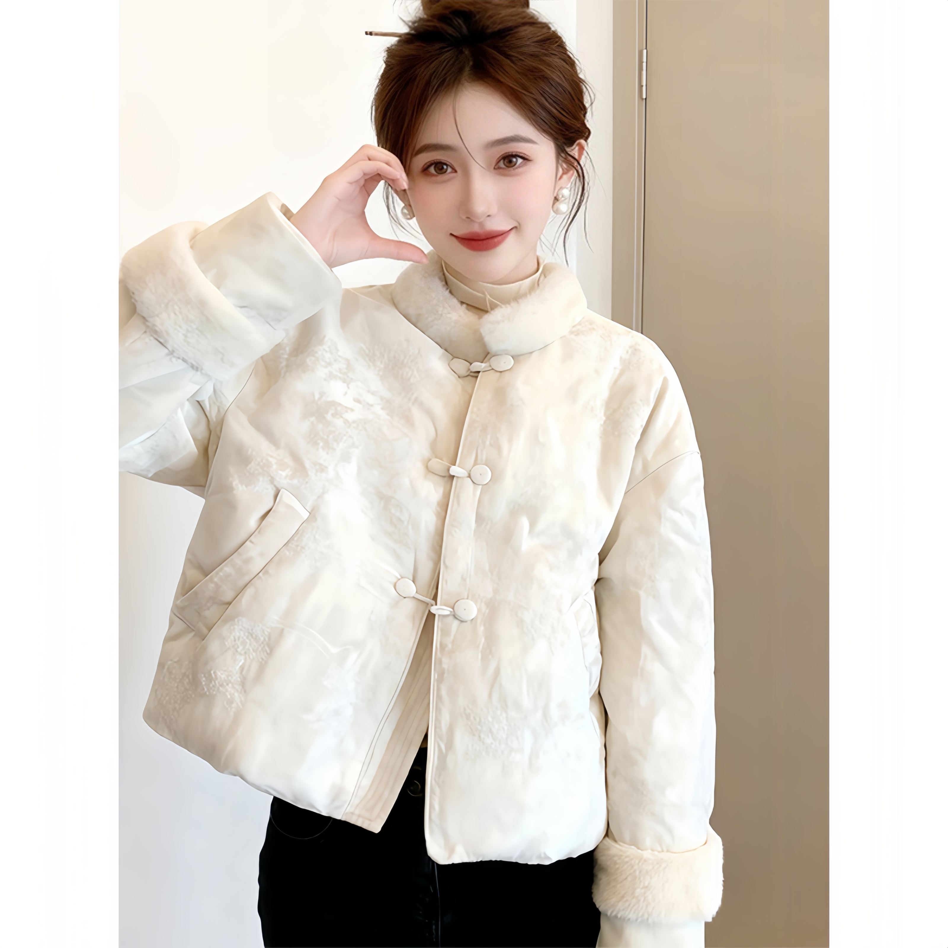 中式轻奢风棉服女秋冬季复古气质国风保暖清冷禅意外套