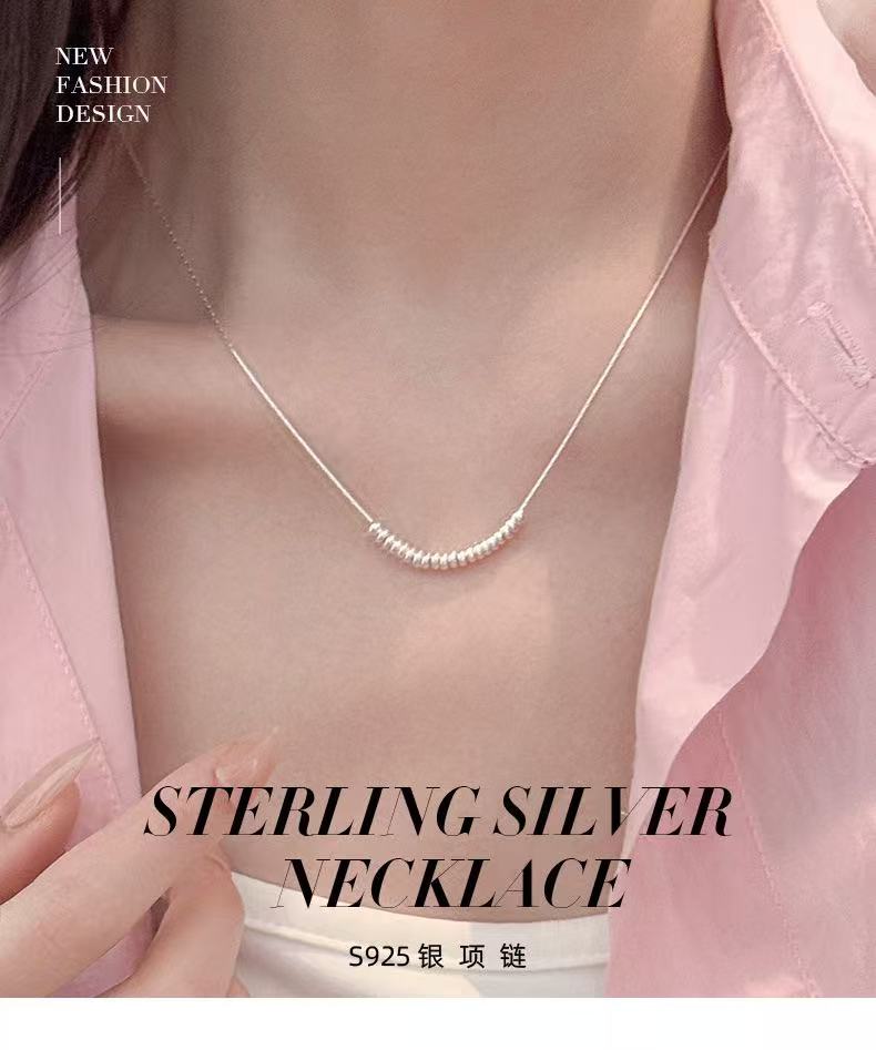 坠链均925银 S925银简约银盘缠项链ins风小众项链