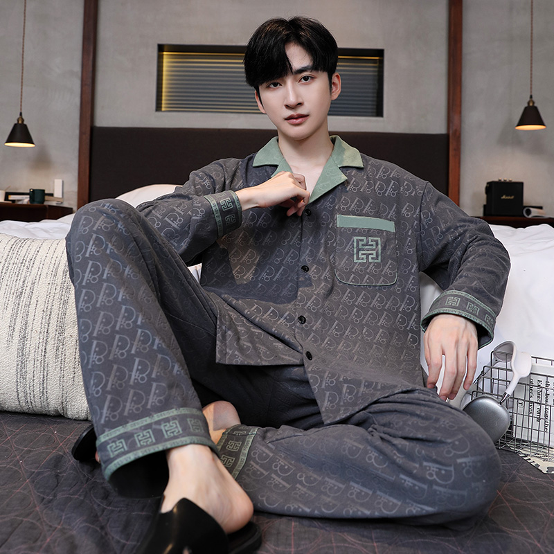 轻奢时尚德绒睡衣男款秋冬季薄绒加厚新款春秋保暖长袖家居服套装