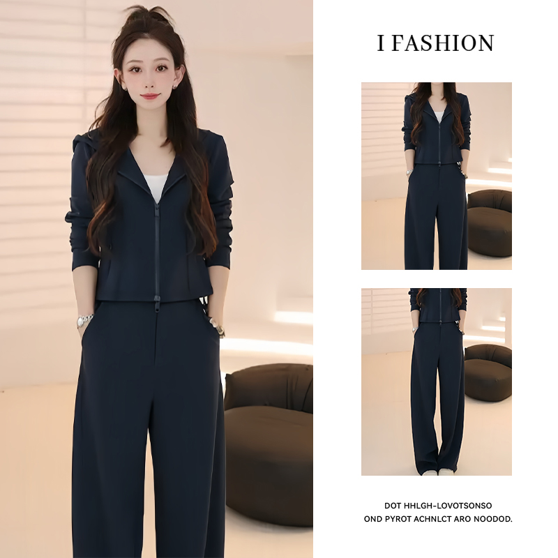 高含棉韩版时尚运动套装女2026年春秋新款显瘦连帽卫衣长裤两件套