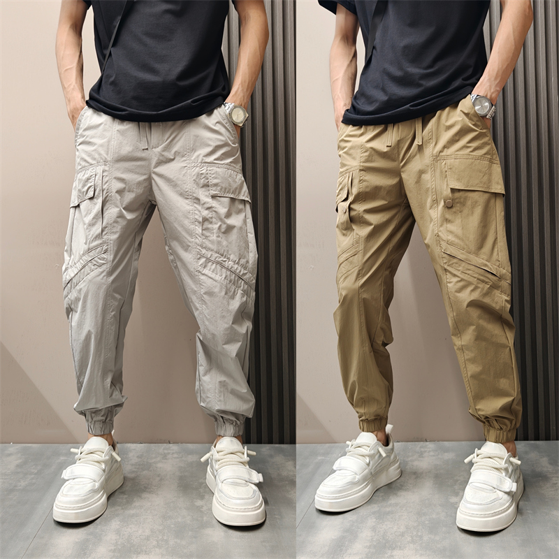 夏季新款工装束脚休闲裤青年美式高街痞帅宽松透气薄款休闲裤男