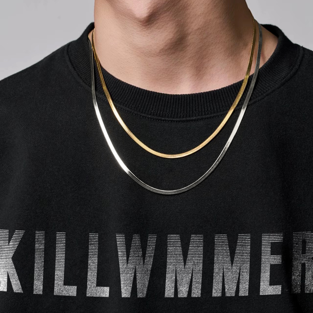 钛钢项链 蛇骨金色不掉色项链男款简约时尚百搭饰品痞帅男士项链