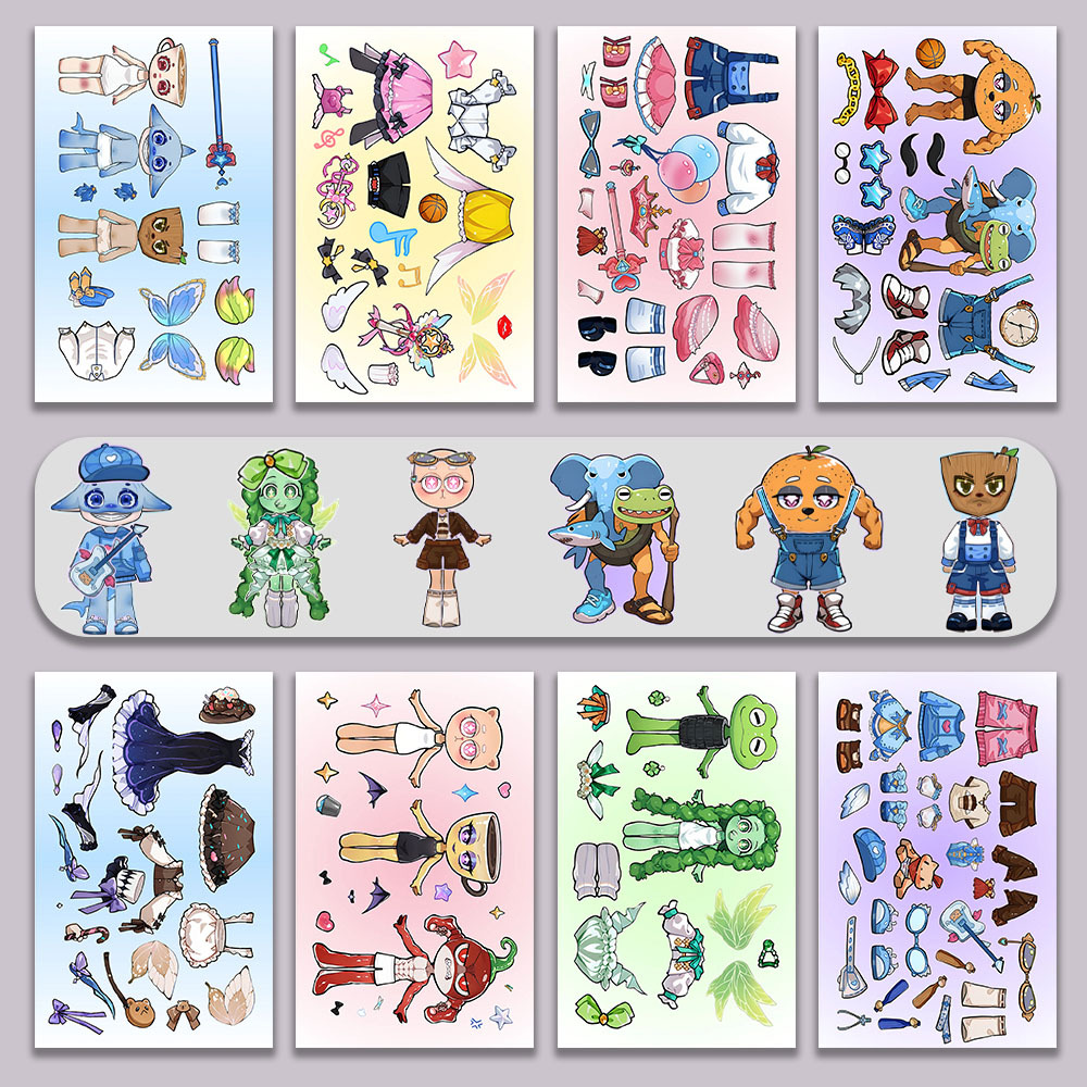 新角色山海经换装打扮贴纸山海经新角色手工贴纸益智搭配手工DIy