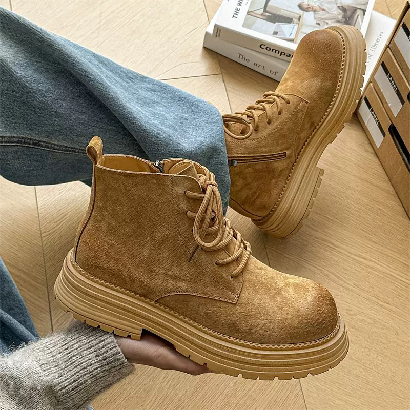 工装靴厚底增高英伦风板鞋马丁靴德比男大黄靴同款45107厚底男鞋