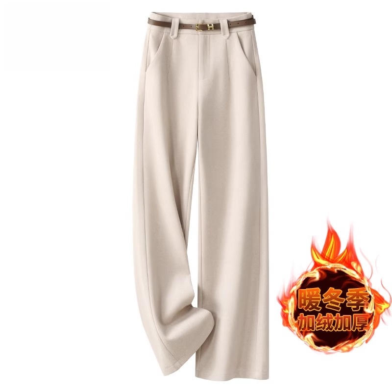 拉夏贝尔时尚阔腿裤女2025秋冬新款轻熟风宽松高腰百搭显瘦直筒裤