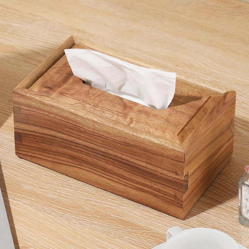 整板香樟木老料纸巾盒手工榫卯新中式客厅家用抽纸盒办公长方形