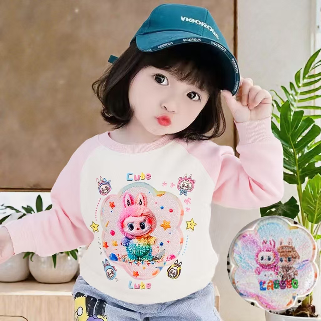 女童拉布布春秋秋季可变卫衣儿童新款变色亮片卡通长袖棉质上衣