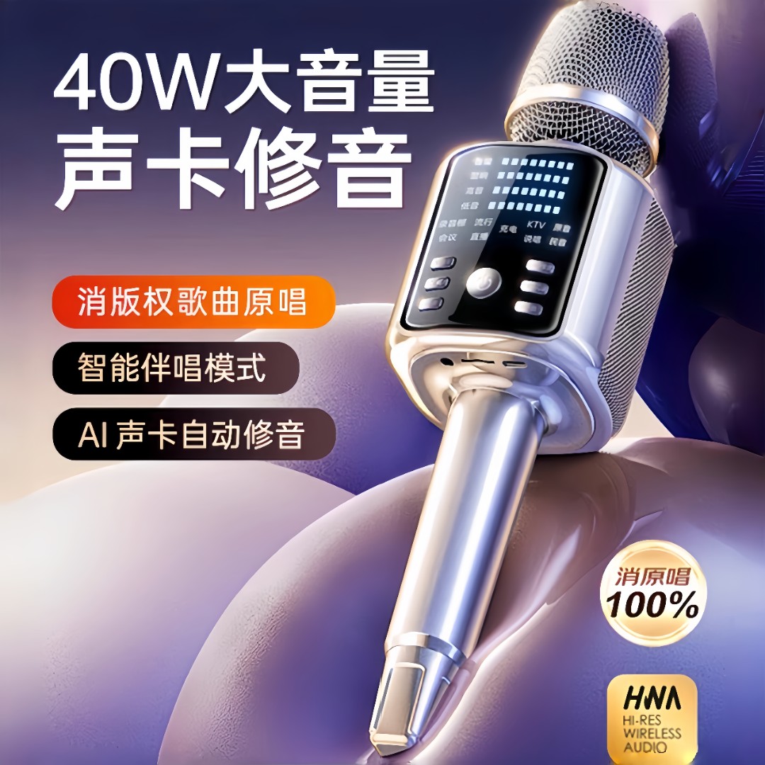 金运H9话筒音响一体麦克风K歌专业音箱无线蓝牙声卡家庭唱歌直播