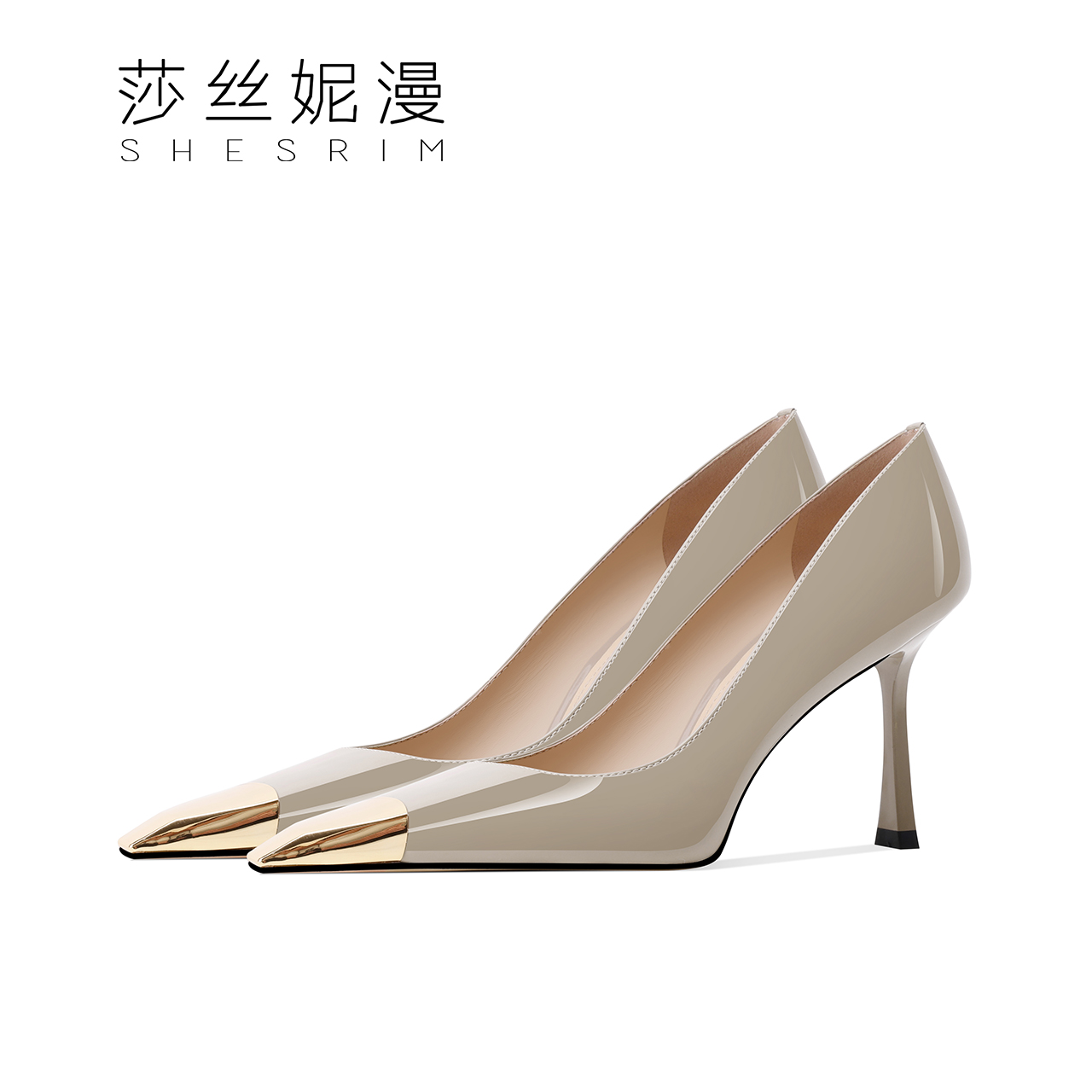 14-「烟柳履踪」漆皮包头单鞋细跟金属同款浅口高跟鞋时尚百搭