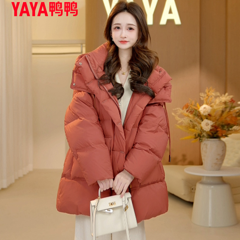 YAYA/鸭鸭正品中长款羽绒服女2025冬季新款韩版时尚保暖百搭外套