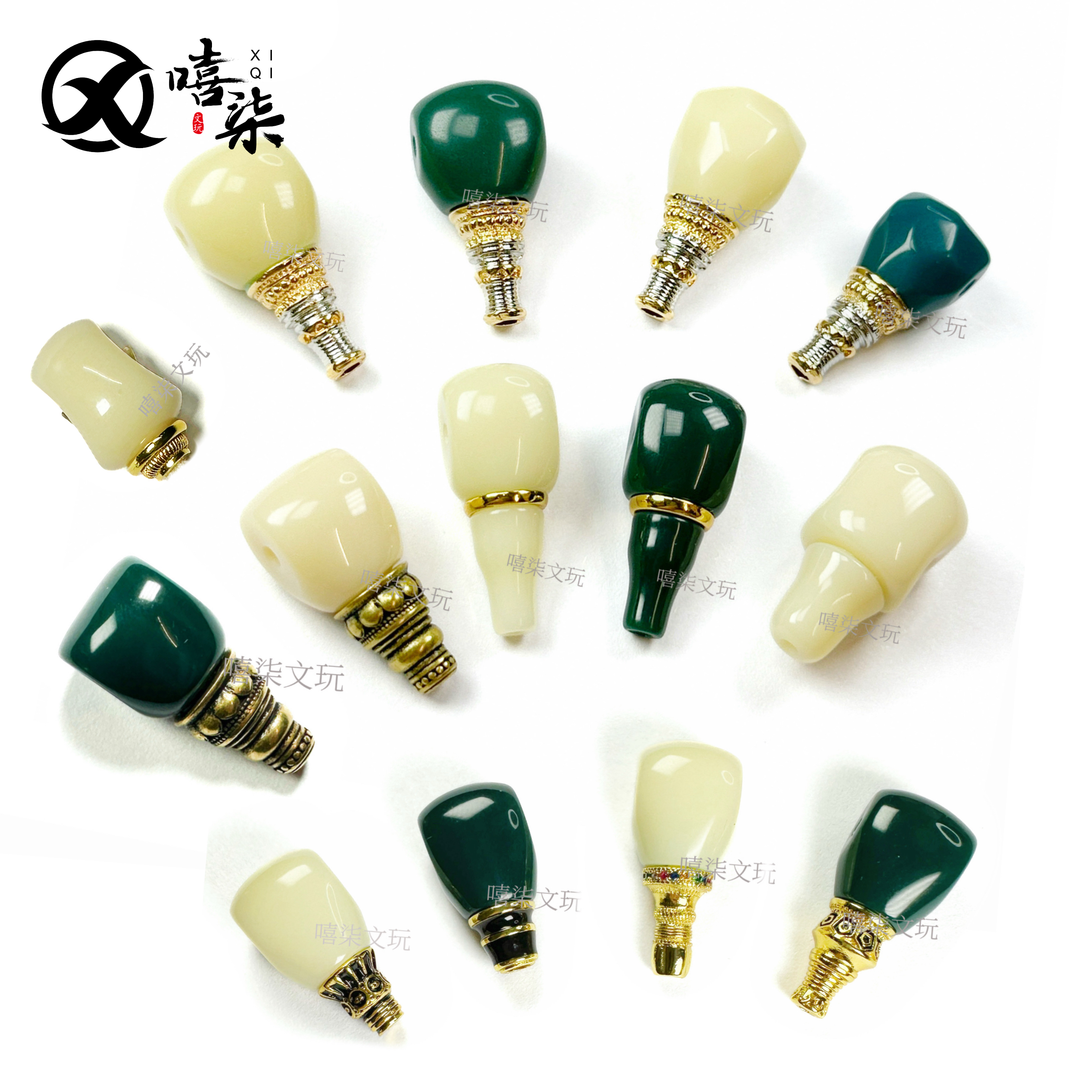 Q7【雪巴琉璃大孔道三通合集】 尺寸10/12/14 过1.5线 时尚文玩配饰