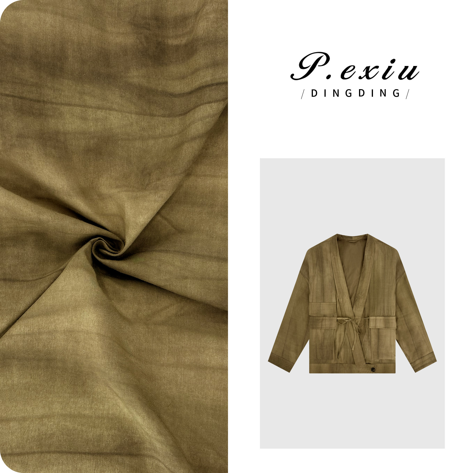 【扎染系列】进口白鹅绒原创设计V领系带羽绒外套HH6097