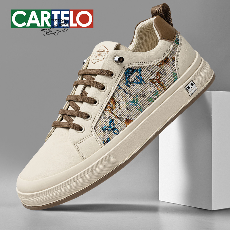 卡帝乐鳄鱼2025秋冬帆布鞋新款男鞋休闲小白鞋刺绣时尚百搭板鞋男