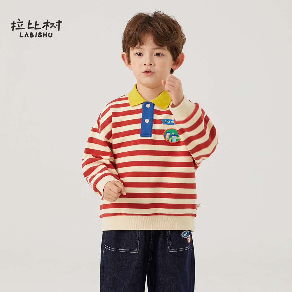 拉比树男童【Polo衫合集】2025秋新款条纹上衣儿童男宝休闲长袖亲肤