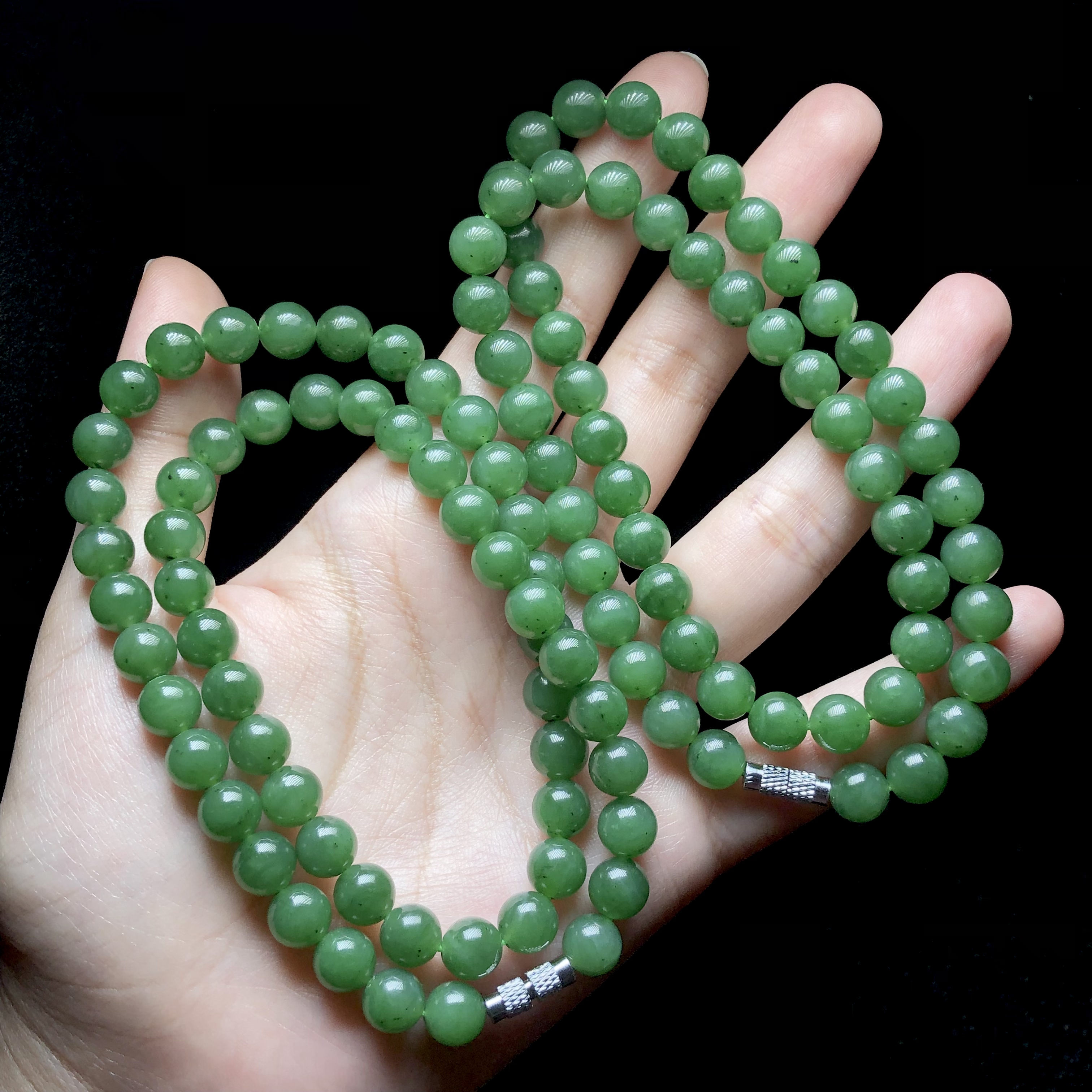 【云上叙】和田玉项链-7.5mm-多样性发一件--V62065-M（甄选）