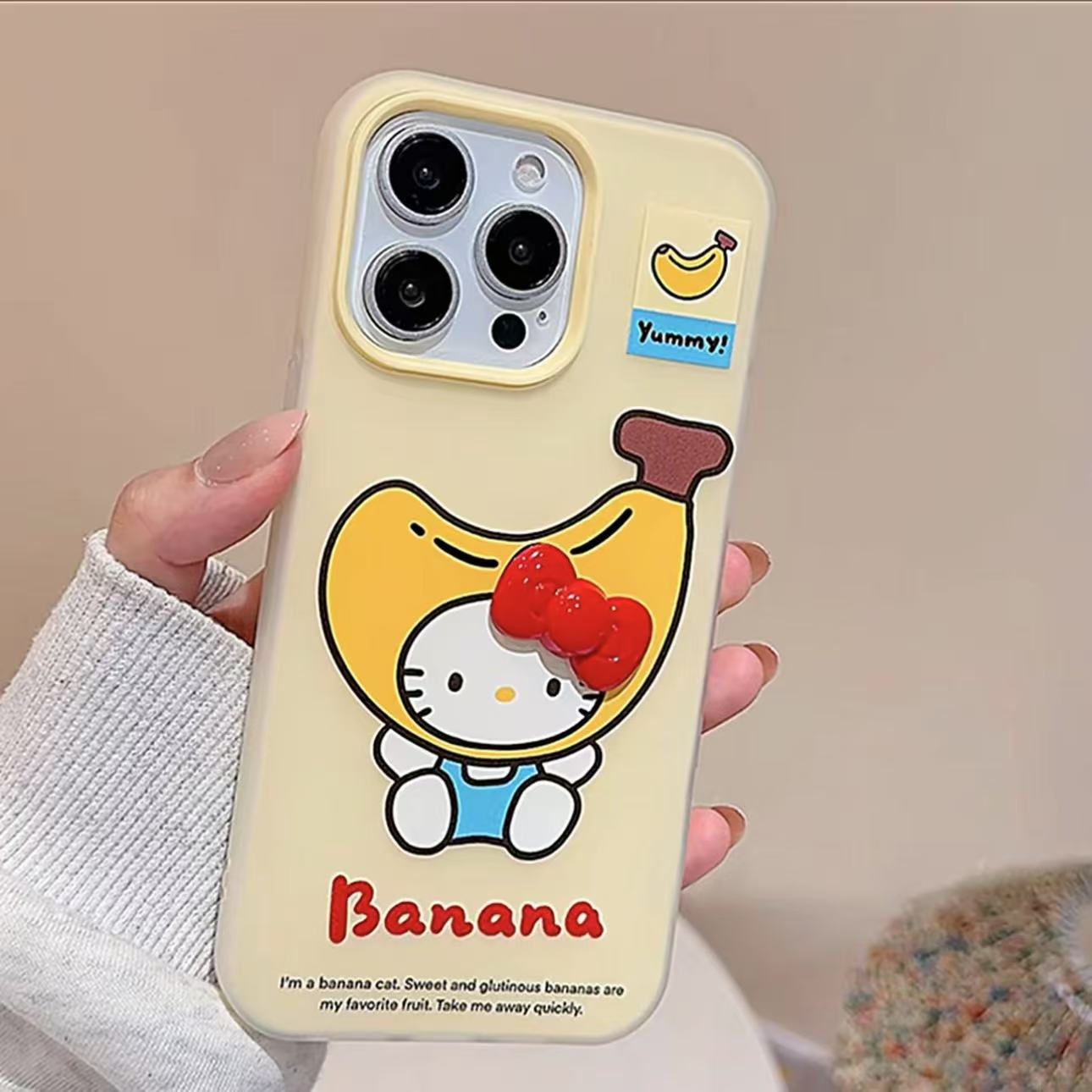 BANCA香蕉KT蝴蝶结适用苹果16promax果冻二合一手机壳15/14肤感13