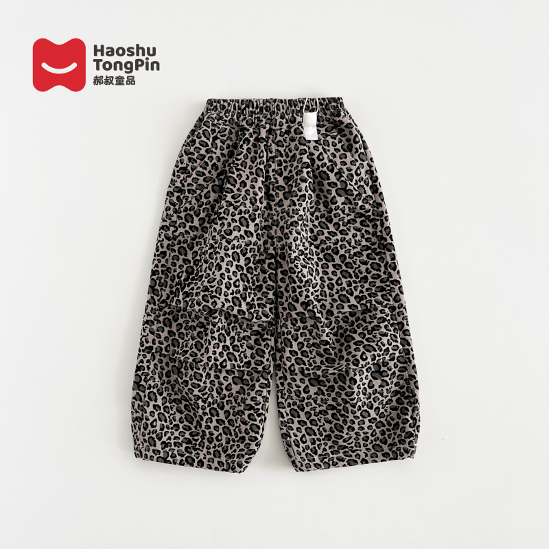 现货【百分百棉】郝叔童品秋季新款2025时尚高货豹纹棉布裤潮HZ5377