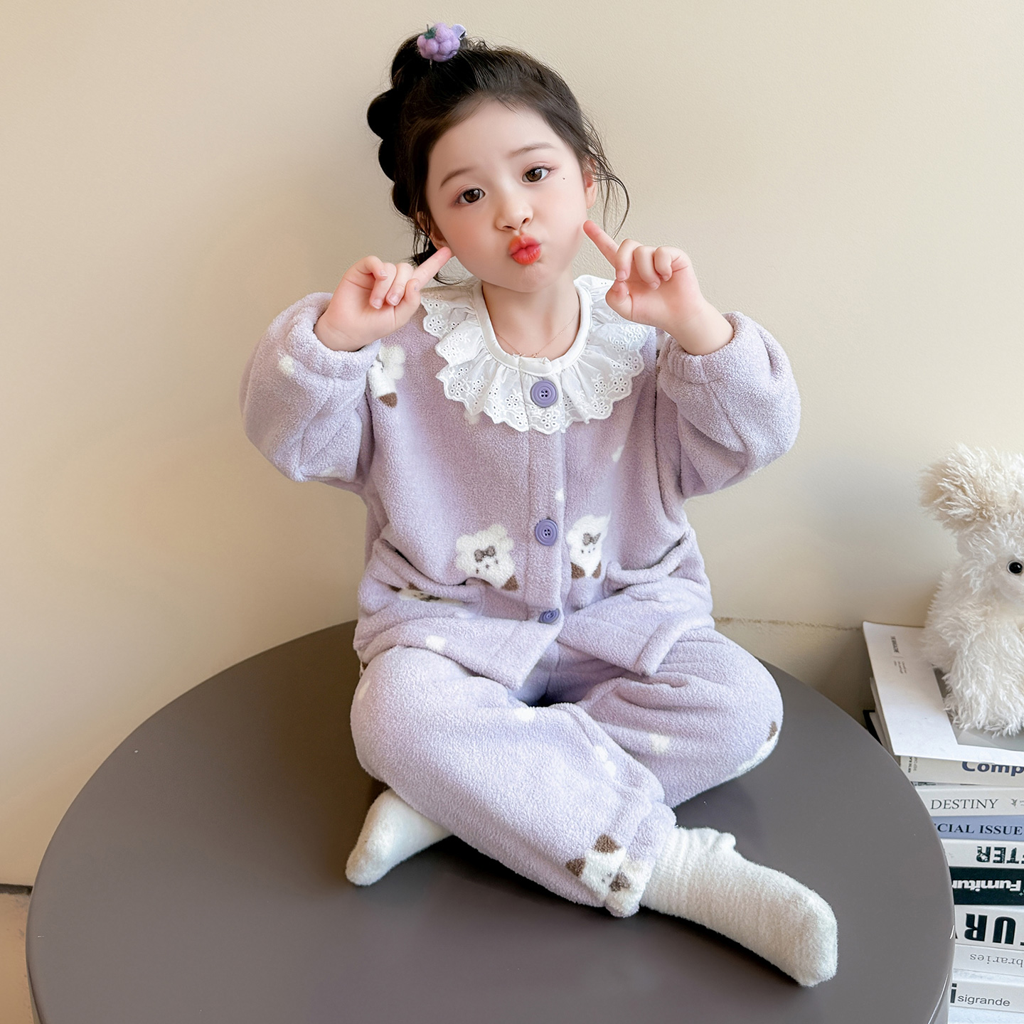 儿童秋冬睡衣女童法兰绒2025新款小女孩宝宝珊瑚绒保暖套装家居服