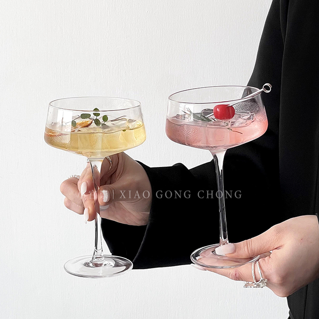 日式木村高脚杯水晶塔杯鸡尾酒杯ins风马天尼杯果酒杯女式特调杯