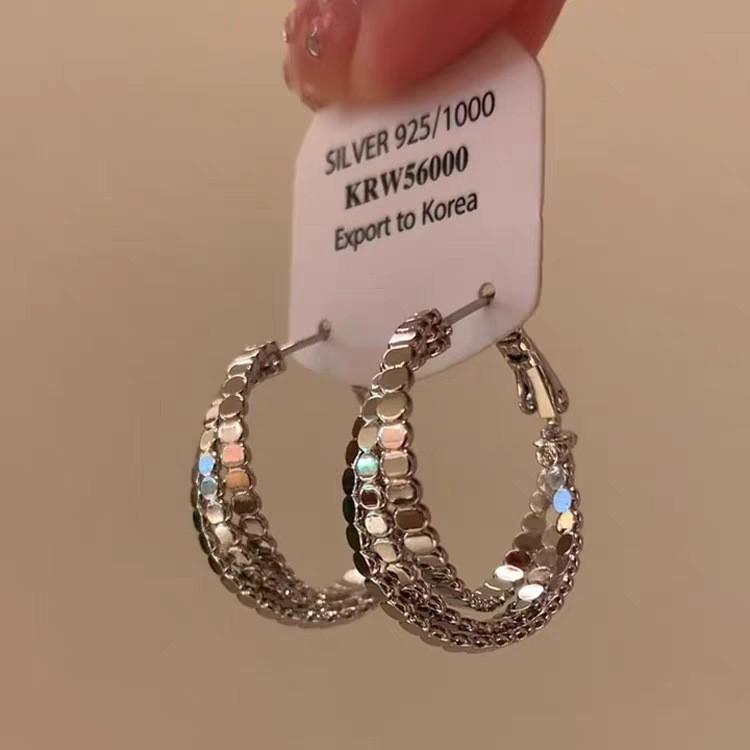 韩系百搭金属感多层圈圈耳环ins冷淡风气质耳钉百搭耳饰