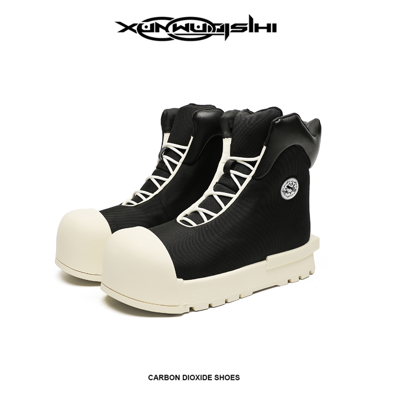 米奇大头厚底显高面包鞋美式高帮暗黑高街猫爪鞋子男士范丞丞同款