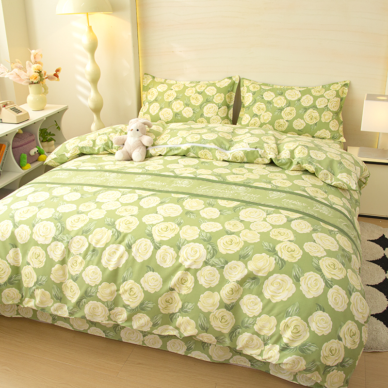四季款亲肤透气床上四件套床单被套被罩宿舍单双人加厚小清新
