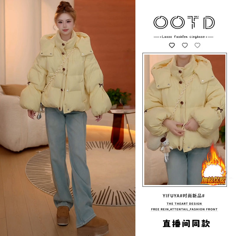 时尚潮流设计感长袖棉服女2025年冬季新款加厚保暖百搭开衫面包服