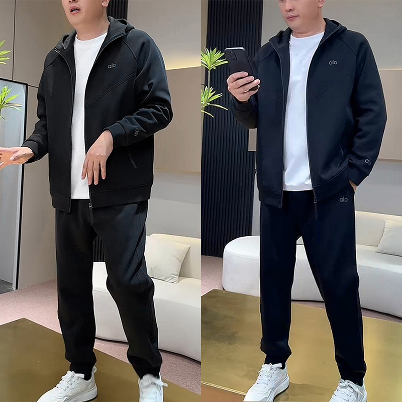 秋冬净版男士休闲运动套装韩版高品质简约宽松连帽外套长裤两件套