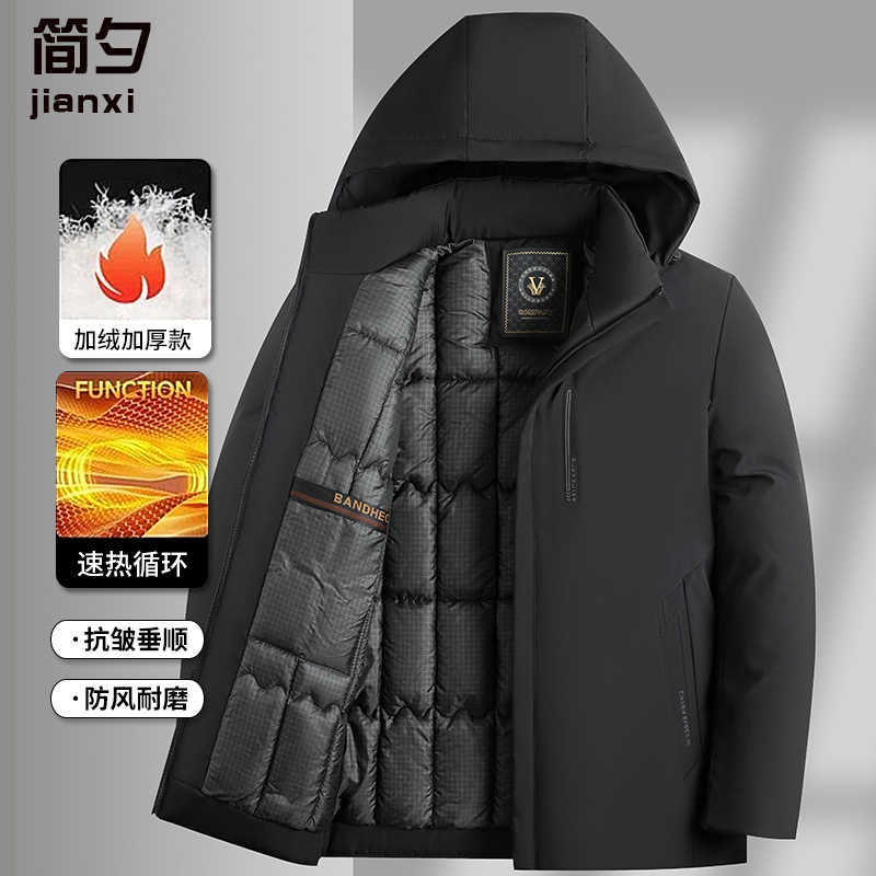 中老年男装爸爸装冬季连帽加绒加厚棉服冬款外套厚款50岁男士棉衣