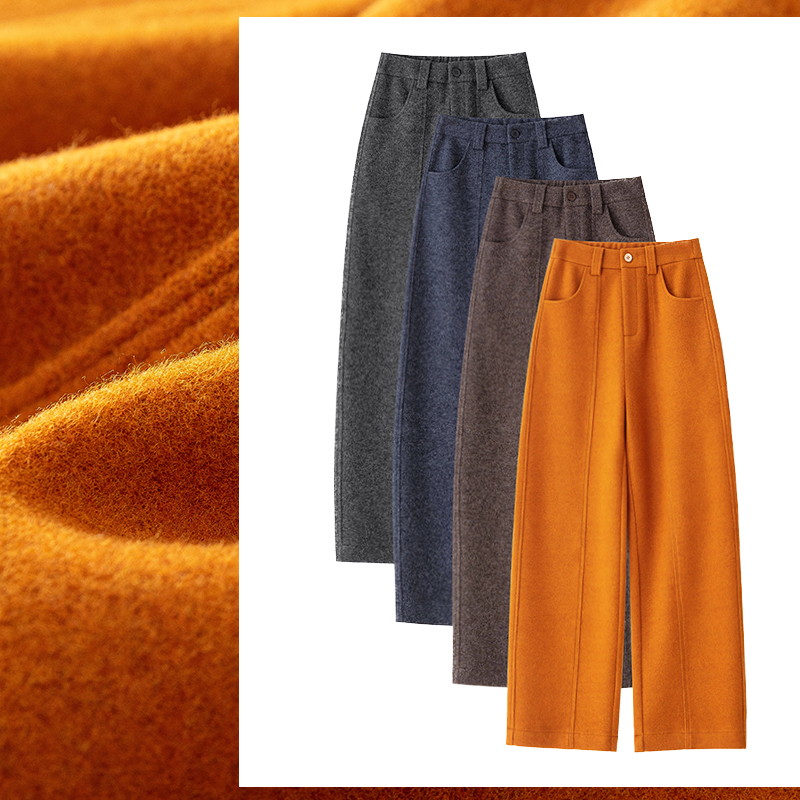 毛呢九分玉米裤女靴裤2025冬季新品高腰保暖羊毛裤奶奶裤加厚显瘦