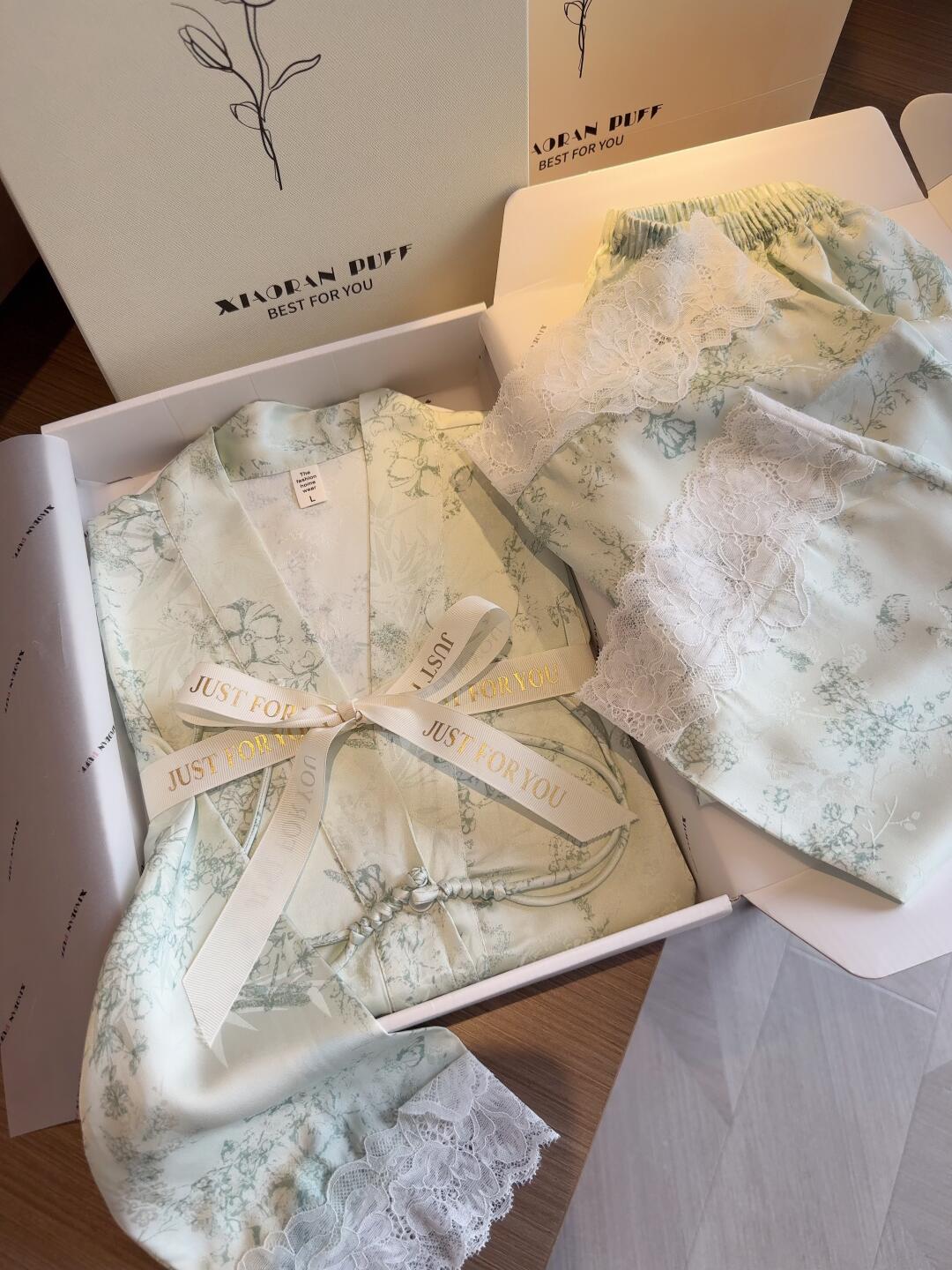 【碧螺春】国潮睡衣女冰丝绸花卉新中式盘扣春夏季长袖家居服套装