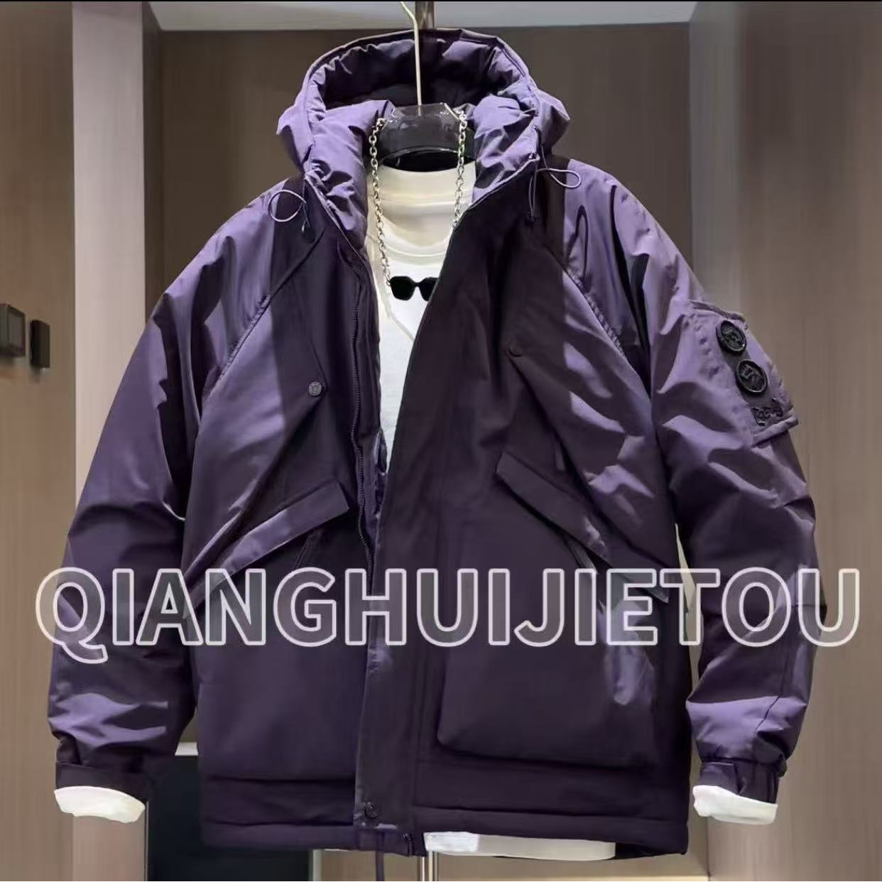 【抢回街头】秋冬工装户外风加棉宽松冲锋衣2438帅FCB休闲外套夹克