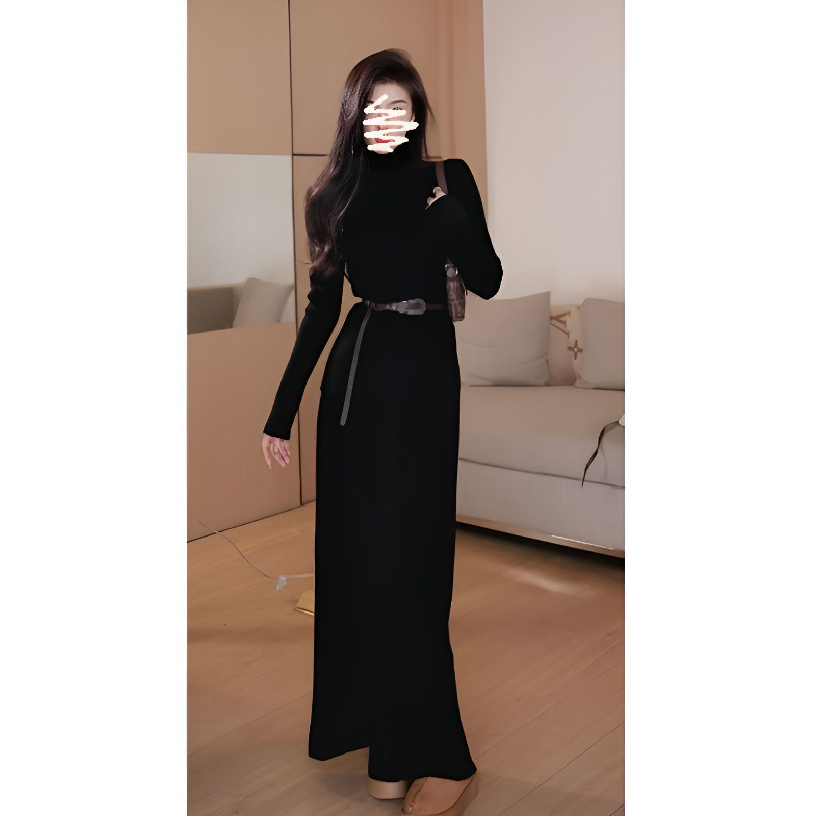 2025秋季新款女轻熟风半高领修身针织毛衣优雅气质高腰显瘦半身裙