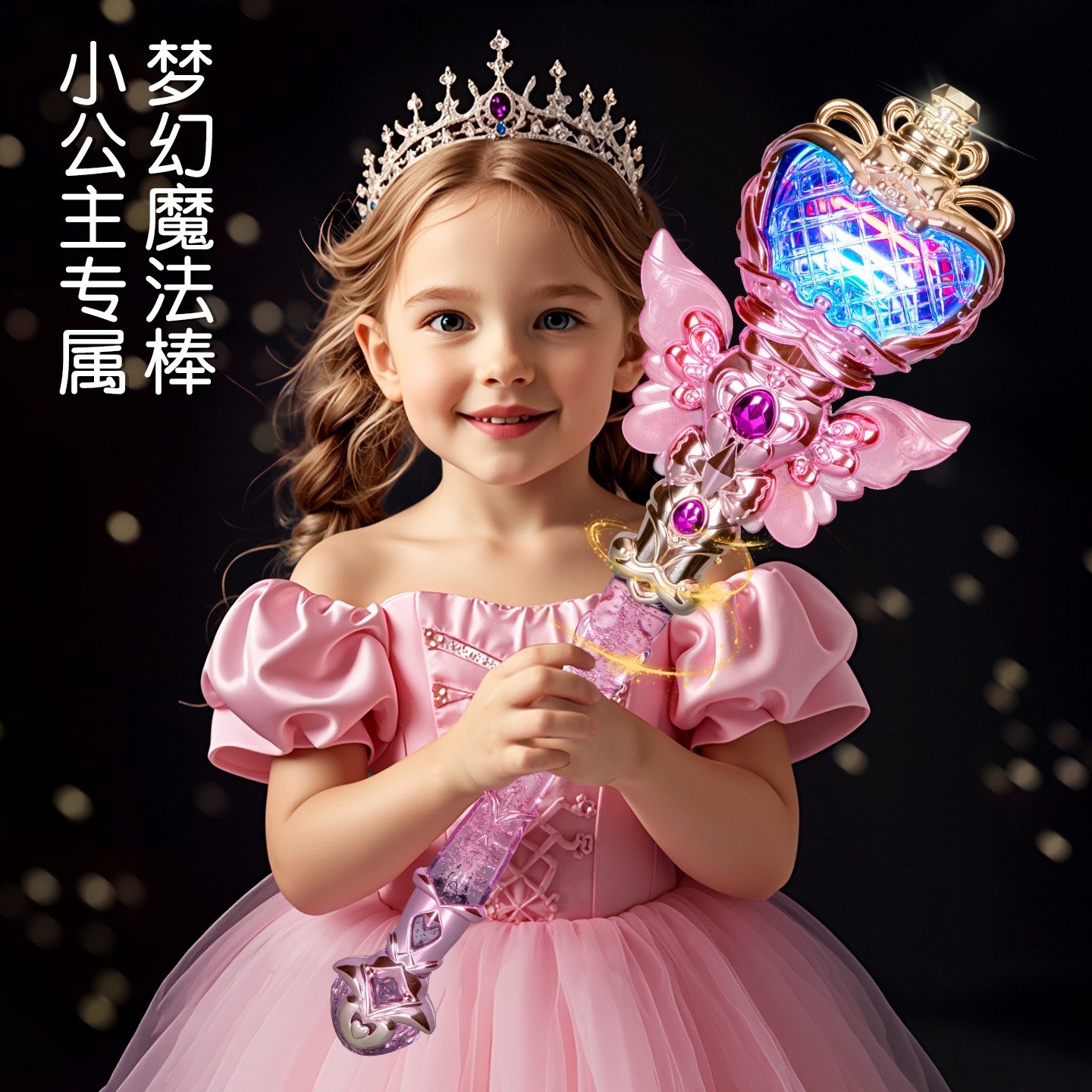 儿童魔法棒发光音乐小魔仙闪光变身器魔法公主手提灯女孩玩具礼物