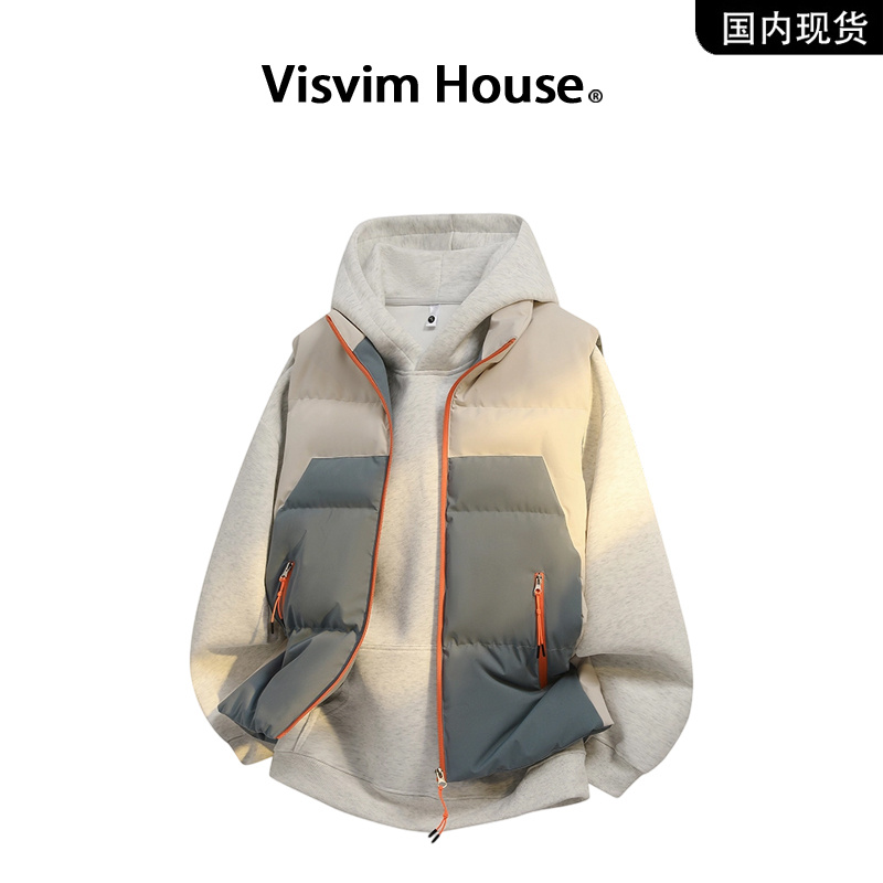 【品牌现货撤柜】VISVIM HOUSE秋冬季潮牌拼色保暖休闲棉服马甲男士