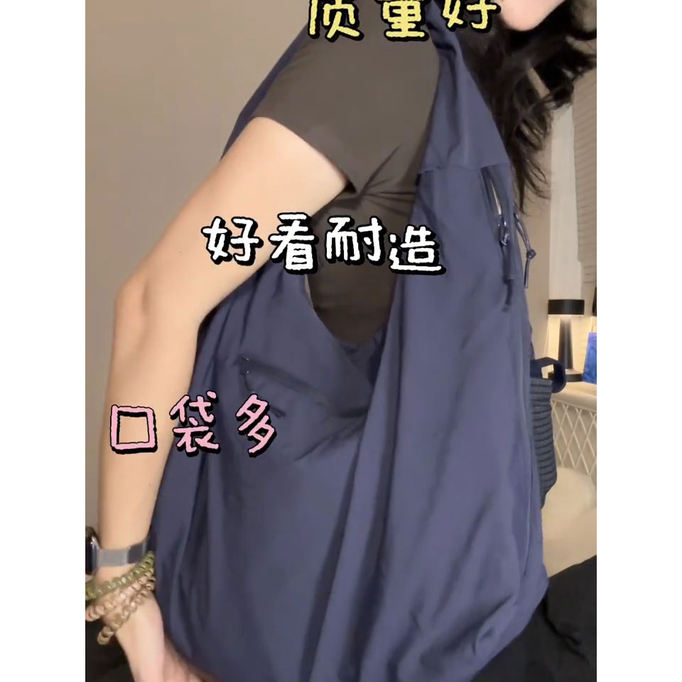 韩系复合尼龙帆布包袋女2025新款多口袋单肩腋下包通勤休闲托特包