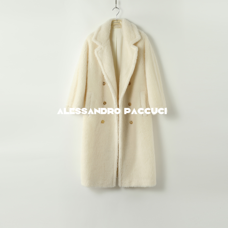 AP洛哥44019DY【泰迪绒大衣】羊驼毛+绵羊毛双排扣经典驳领大衣24冬