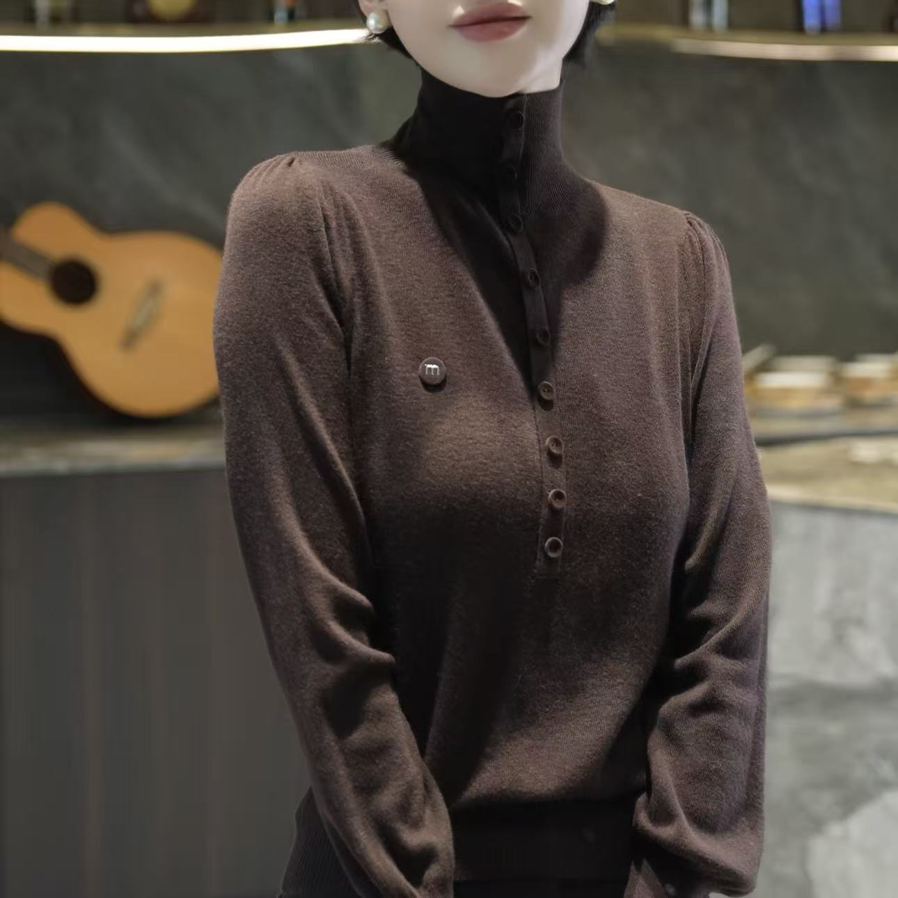 丝绒扣气质假开衫羊毛保暖不挑人针织衫MG8326