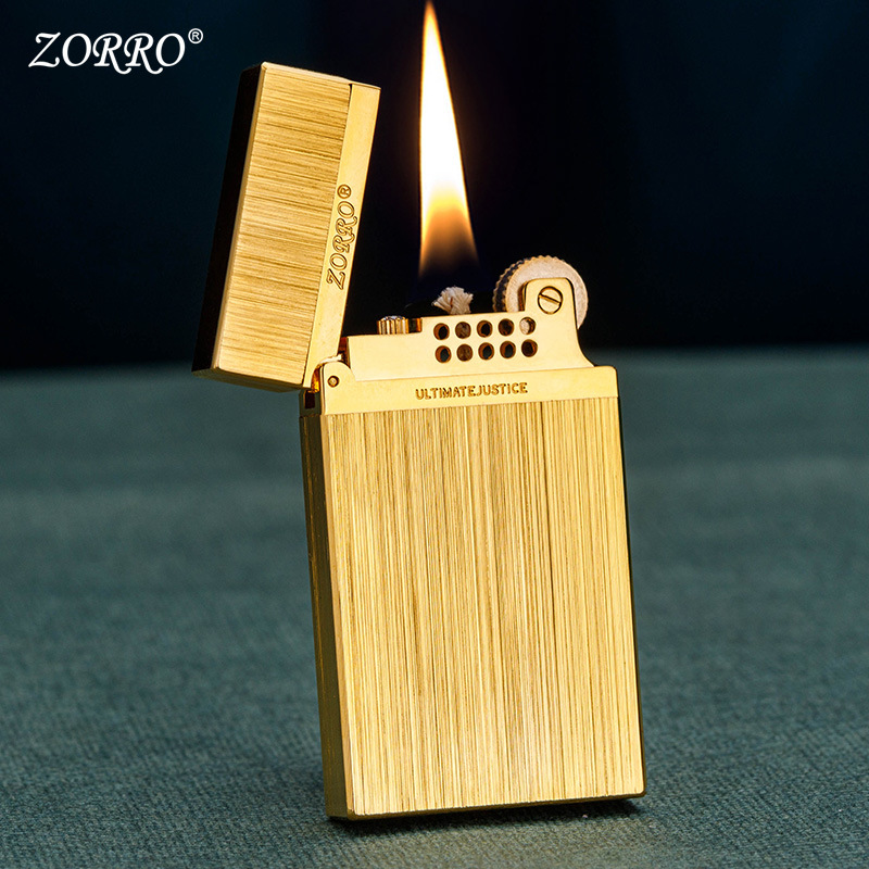 ZORRO佐罗煤油打火机552朗声拉丝钢音砂轮防水商务打火机批发代发