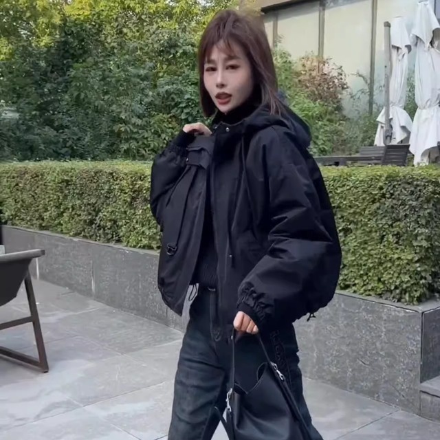 冲锋衣外套女夹棉加厚棉服秋冬新款韩版宽松高级感小个子棉衣