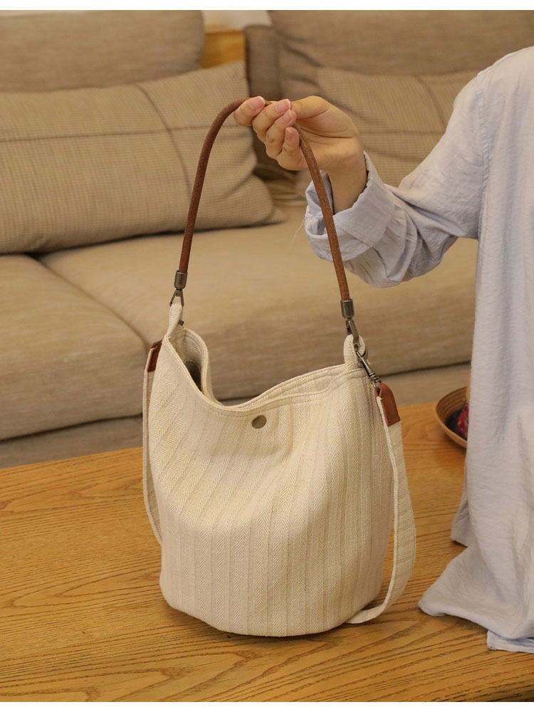 庸庸布包原创桶包经典 麻棉设计师小众品牌软而不塌单肩斜挎包