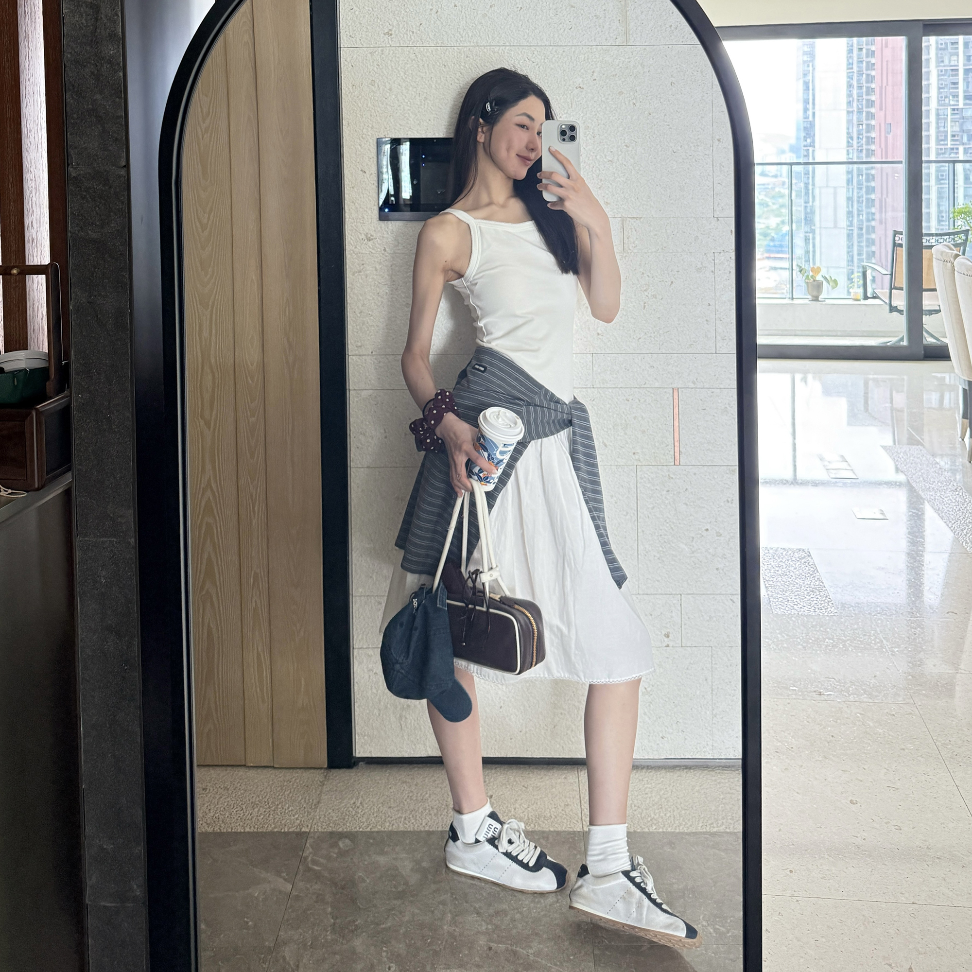 ROMI STUDIO 亚麻棉混纺白色平纹梭织花边半身短裙 RWCRXY2906