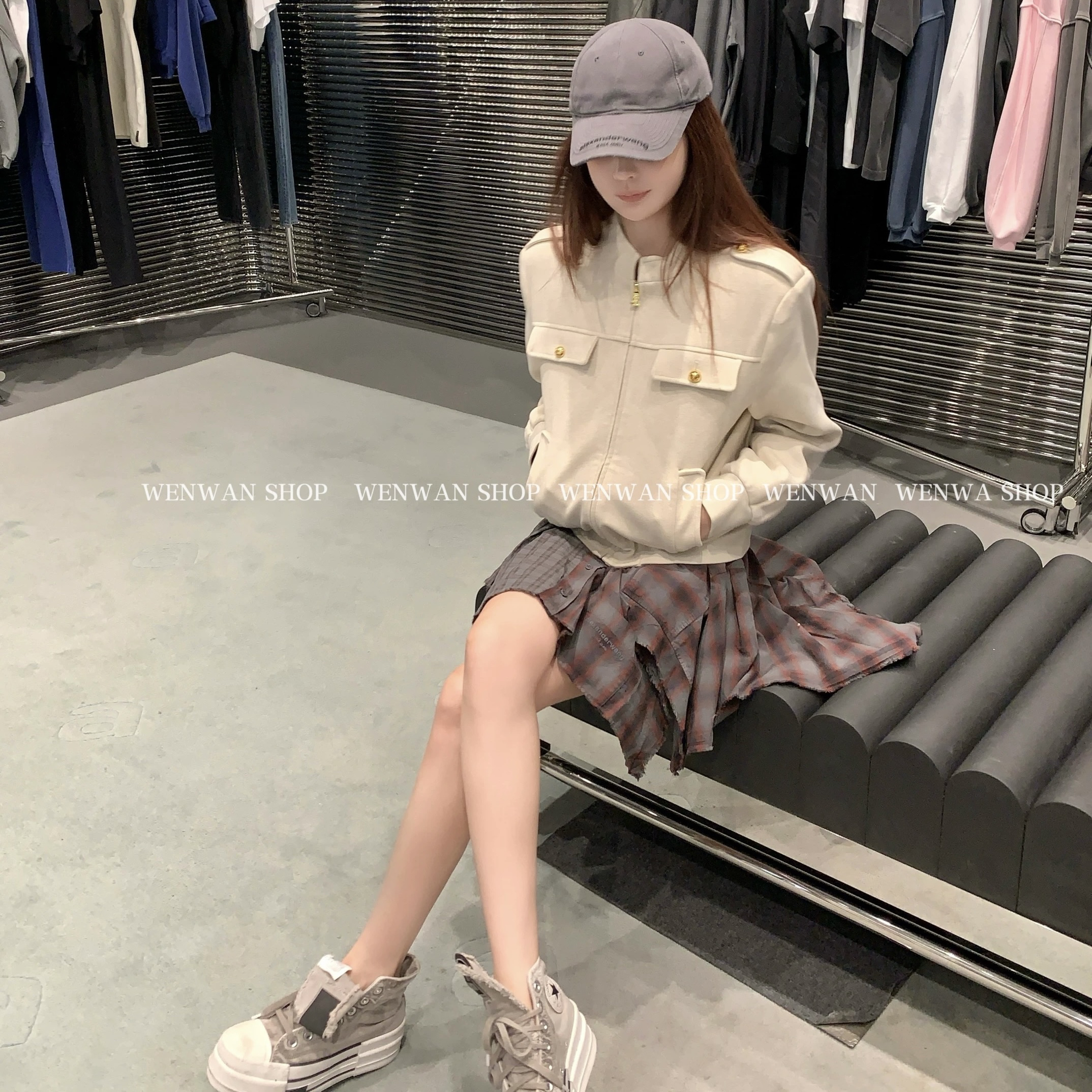 【ce定制高品】气质金扣设计休闲新款夹克上衣外套