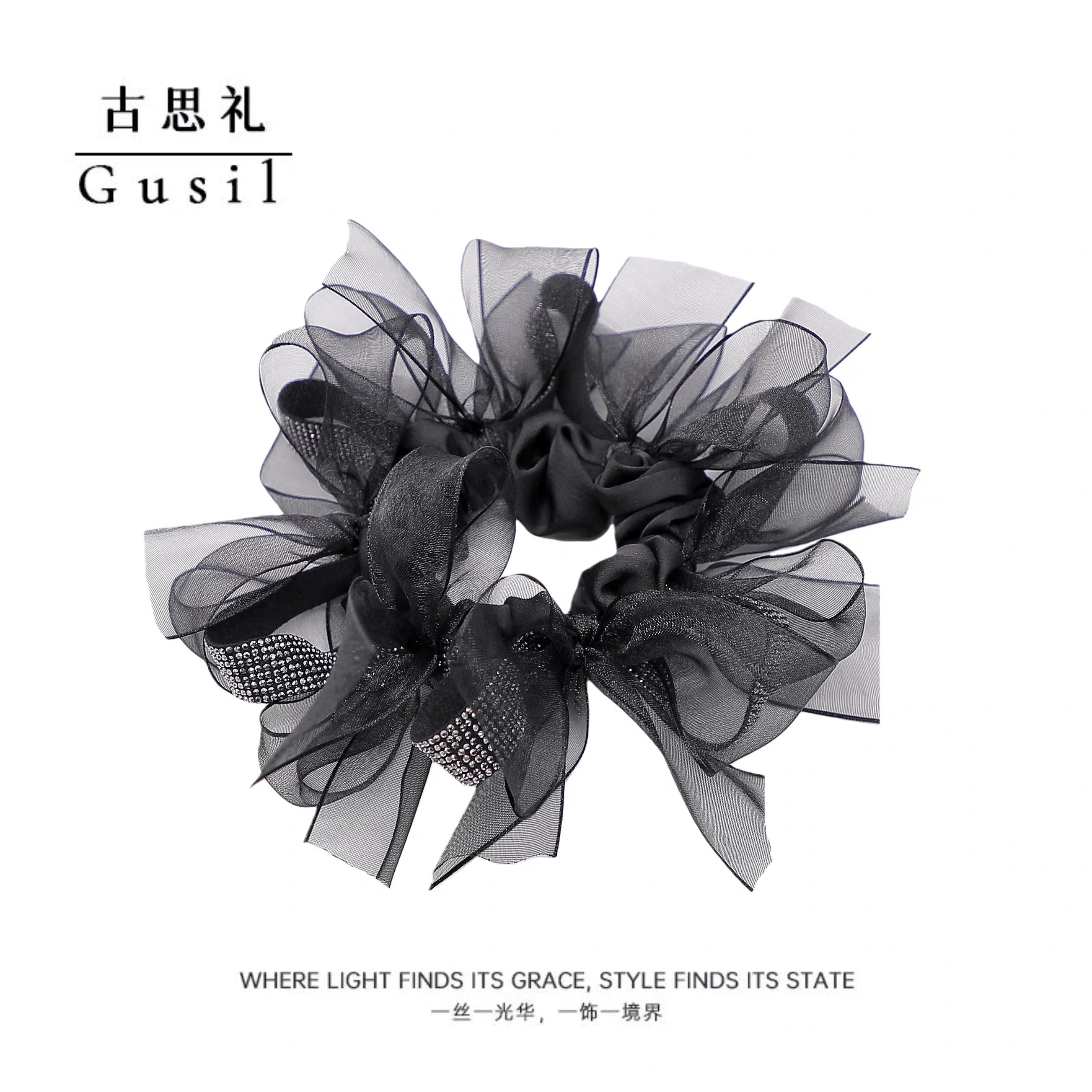 韩系慵懒赫本风蝴蝶结飘带大肠发圈GS9310