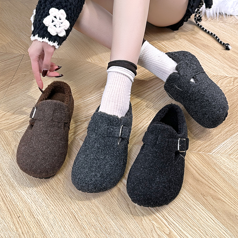 加绒加厚勃肯鞋保暖勃肯棉鞋2025新款冬季保暖女鞋复古增高勃肯鞋